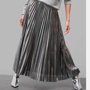 The Frankie Shop Pleated Metallic Silver Maxi Skirt Size Small - LIKE NEW